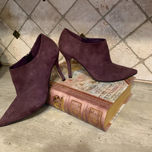 Nine West Purple Suede Booties Size 7 - Picture 4 of 12
